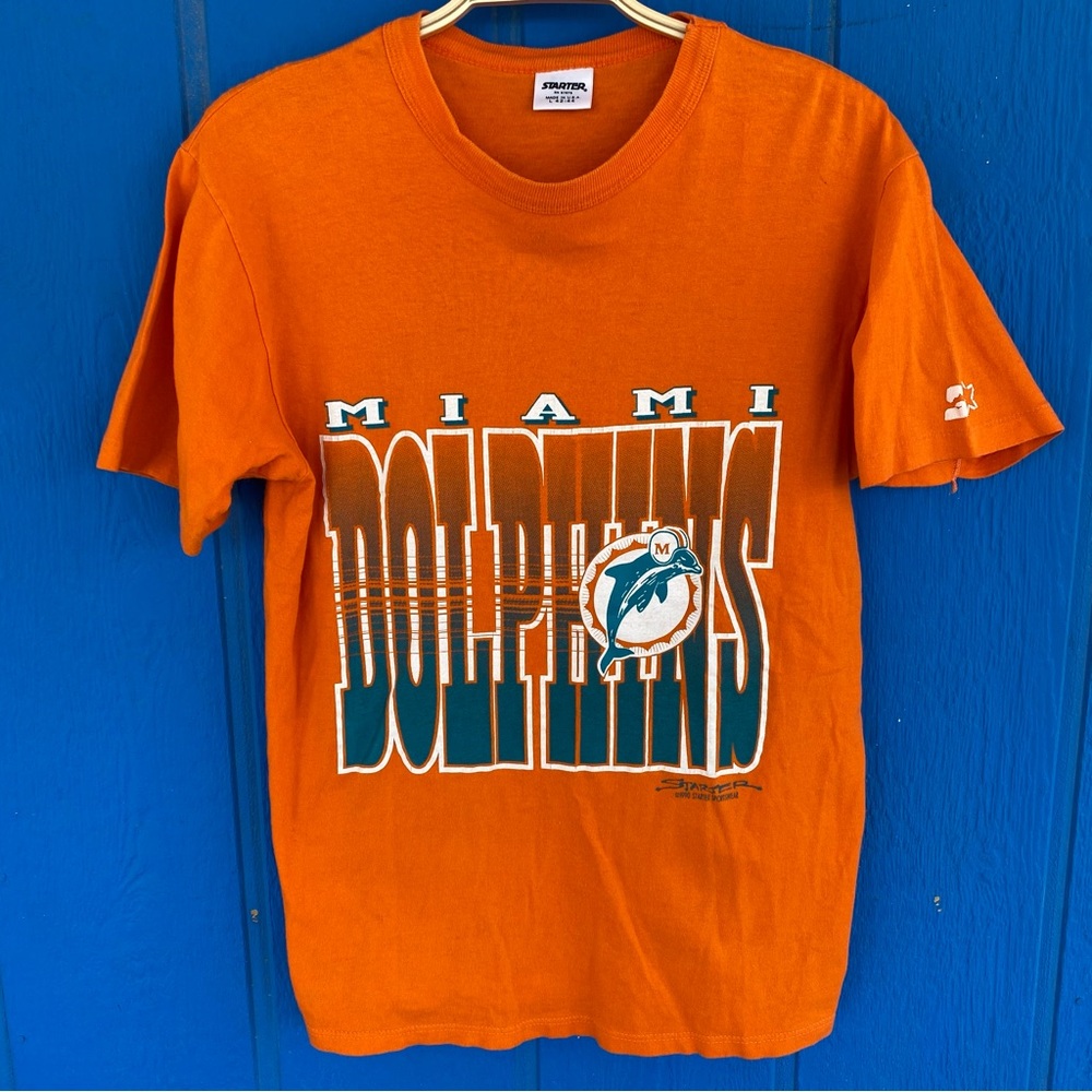 Vintage 1990 Miami Dolphins T Shirt Size Large Made in USA Starter